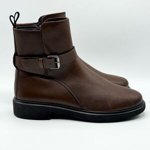 Ecco Metropole Amsterdam Leather Waterproof Cognac Brown Booties - Women’s EU 39